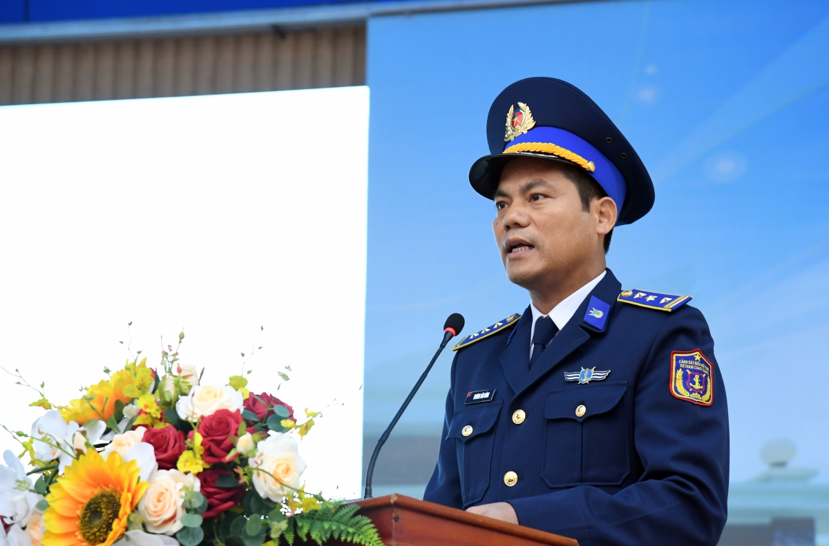 Thượng tá Trương Văn Hùng, Phó Chính uỷ Bộ Tư lệnh Vùng Cảnh sát biển 1 phát biểu khai mạc