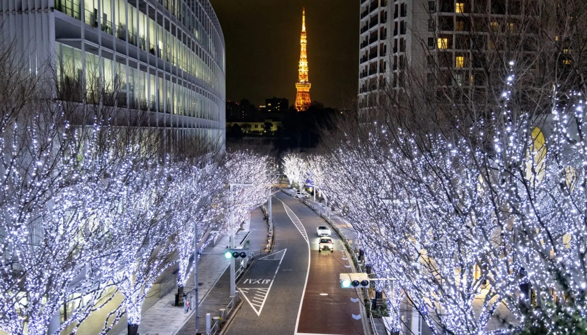 Tokyo lung linh đón Giáng sinh trong mưa rét (Ảnh Jiji Press)