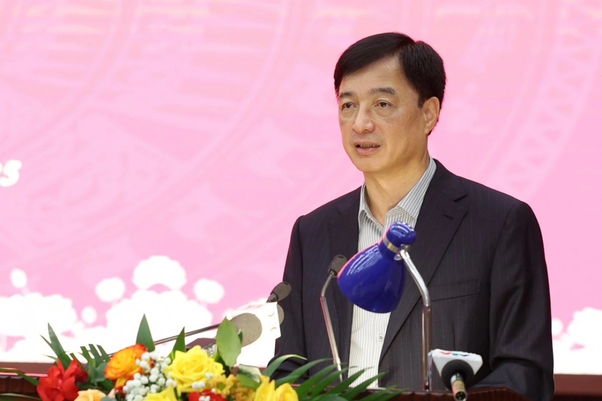 Bí thư Thành ủy Hà Nội Nguyễn Duy Ngọc phát biểu tại hội nghị.