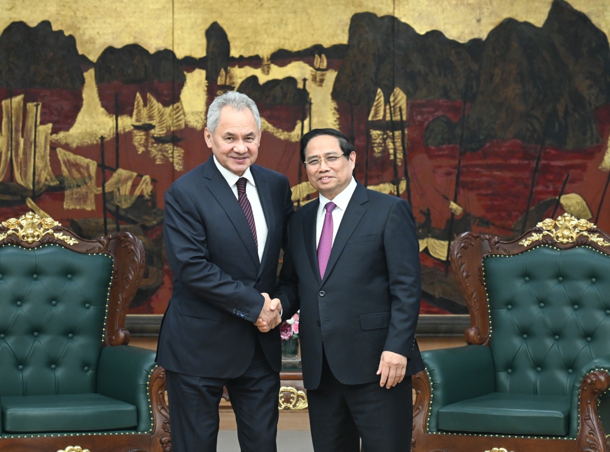 Thủ tướng Chính phủ Phạm Minh Chính và Thư ký Hội đồng An ninh Liên bang Nga Sergey Shoigu