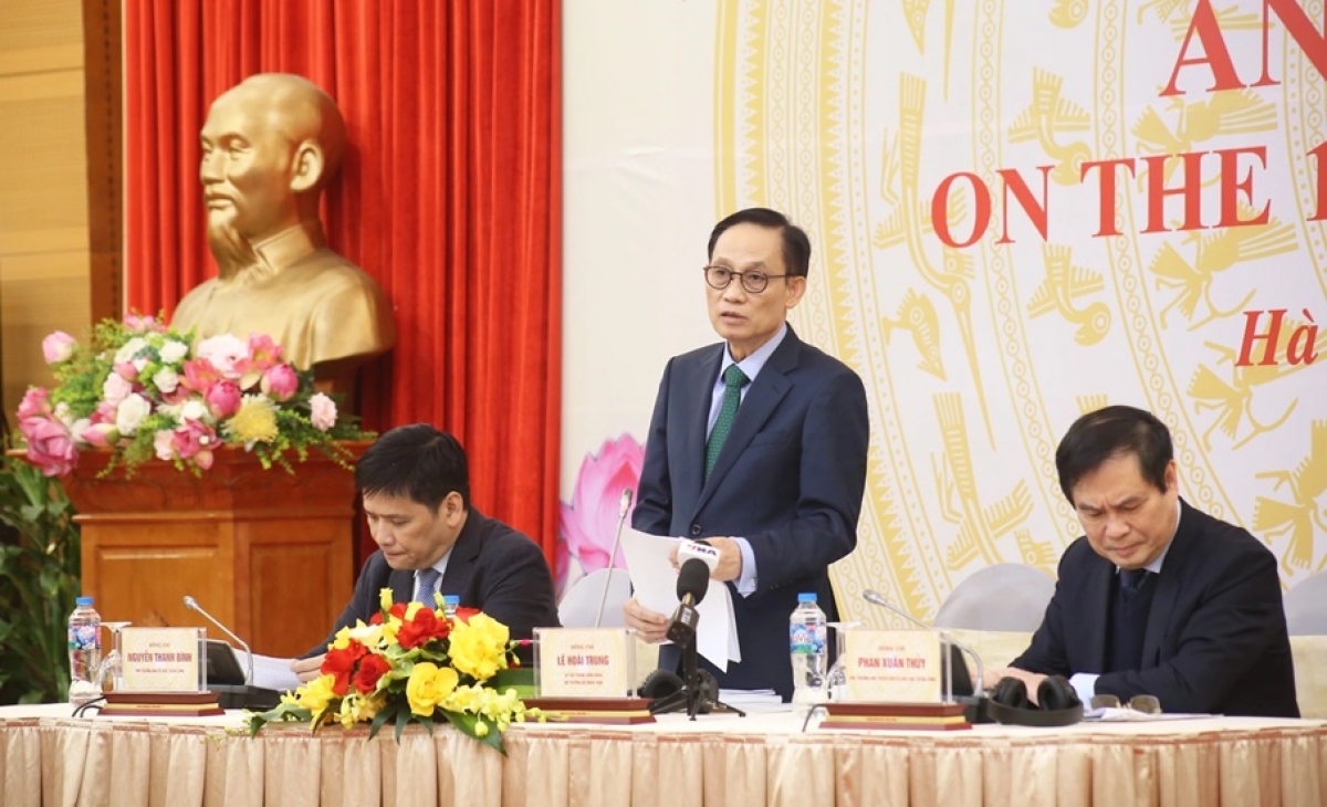 Bộ trưởng Ngoại giao Lê Hoài Trung tại buổi thông báo ngày 7/1