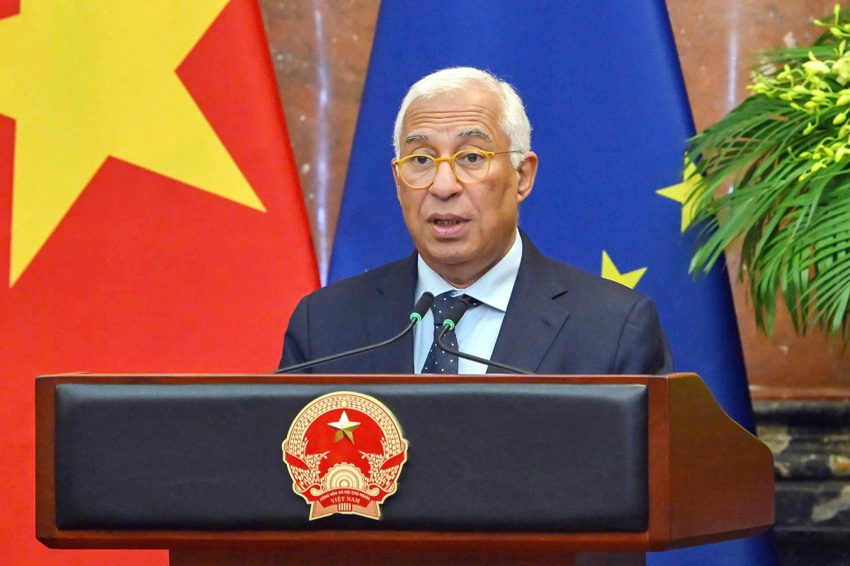 Chủ tịch Hội đồng châu Âu António Costa phát biểu tại họp báo