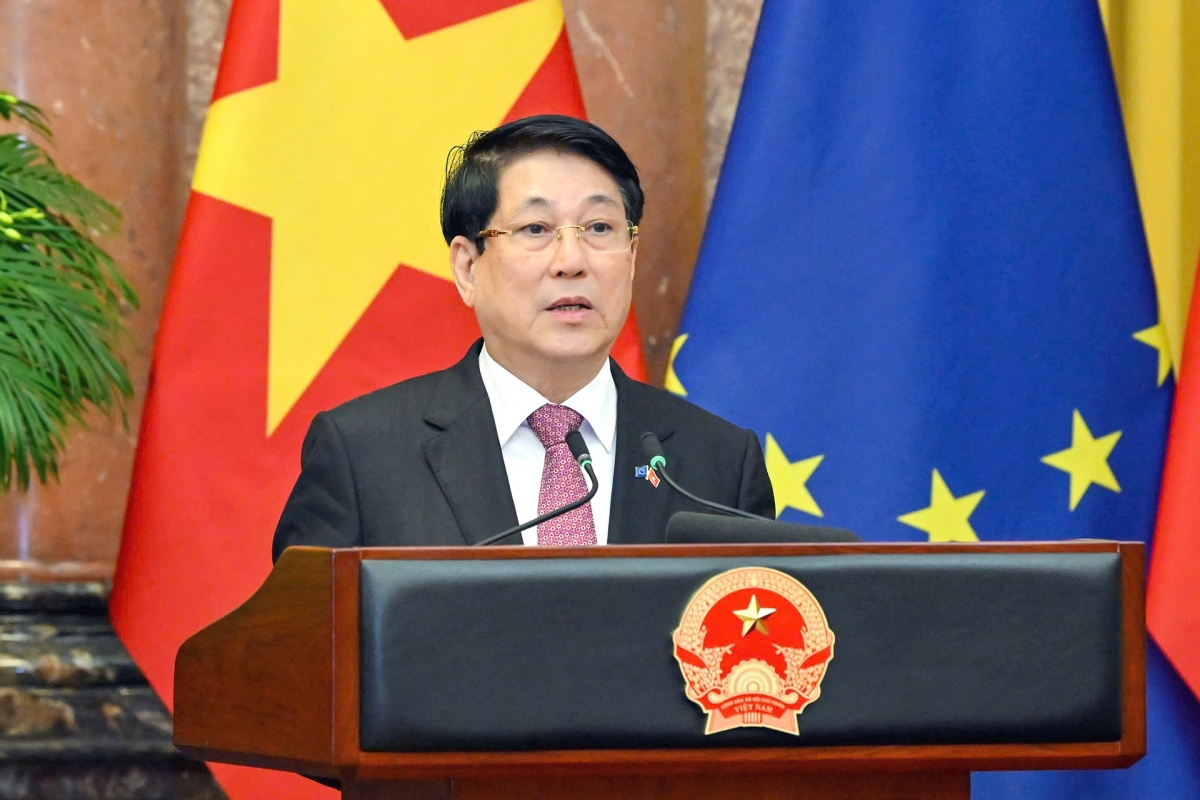 Chủ tịch nước Lương Cường phát biểu tại họp báo