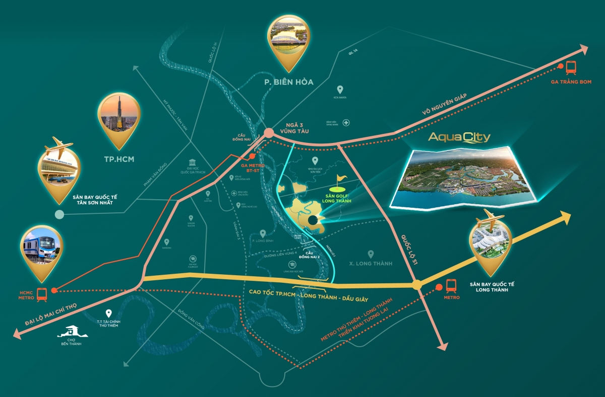 Cầu Long Hưng khởi công tạo cú hích lớn cho đại đô thị sinh thái ven sông Aqua City