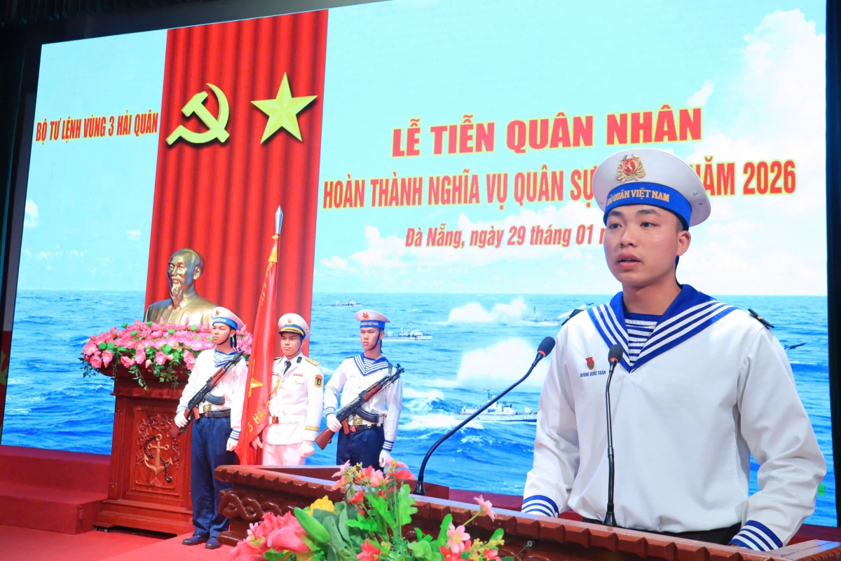 Đại diện quân nhân hoàn thành nghĩa vụ quân sự phát biểu cảm tưởng