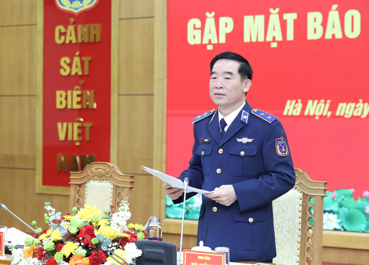 Trung tướng Bùi Quốc Oai - Bí thư Đảng ủy, Chính ủy Cảnh sát biển Việt Nam phát biểu