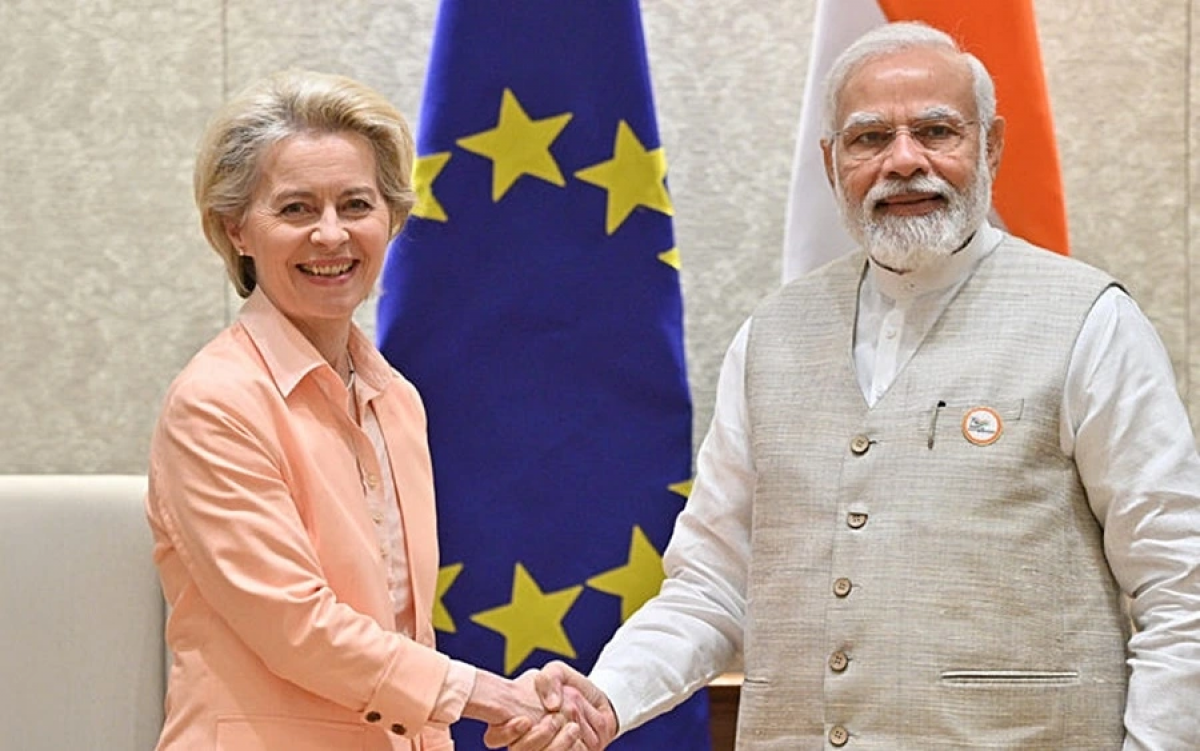 Lãnh đạo EC Leyen và Thủ tướng Ấn Độ Modi. Ảnh: EU.