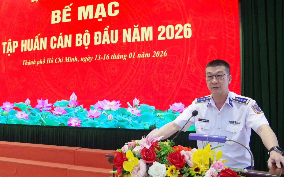 Đại tá Nguyễn Minh Khánh, Phó Tư lệnh - Tham mưu trưởng BTL Vùng CSB 3 phát biểu tại Hội nghị bế mạc