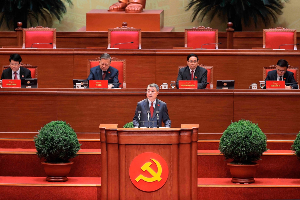 Đồng chí Lê Minh Hưng, Uỷ viên Bộ Chính trị, Bí thư Trung ương Đảng, Trưởng Ban Tổ chức Trung ương phát biểu. Ảnh: TTXVN