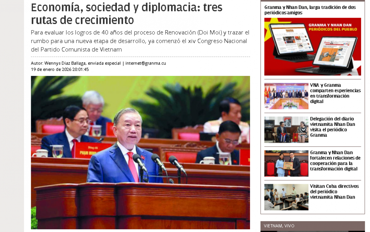 Granma đăng tải bài viết nhấn mạnh những chìa khoá dẫn đến thành công của Việt Nam