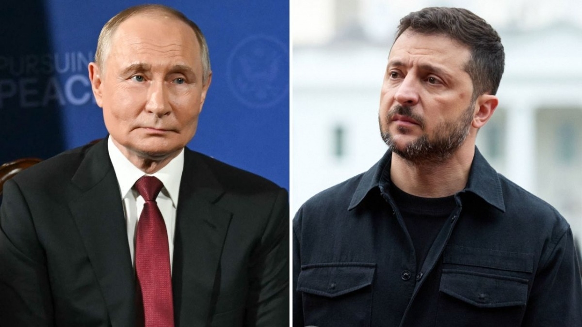 Tổng thống Nga Vladimir Putin và Tổng thống Ukraine Volodymyr Zelensky. Ảnh: Getty