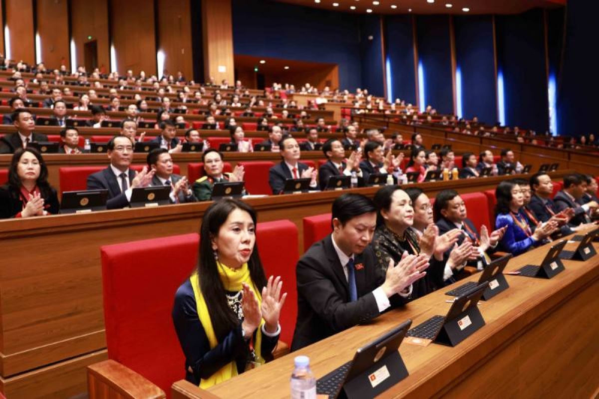 Các đại biểu tham dự phiên khai mạc Đại hội XIV của Đảng