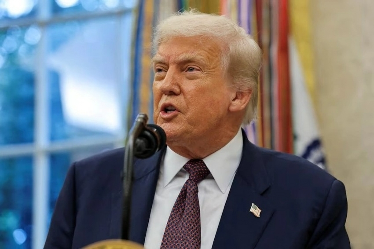 Tổng thống Mỹ Donald Trump phát biểu tại Nhà Trắng. Ảnh: Reuters