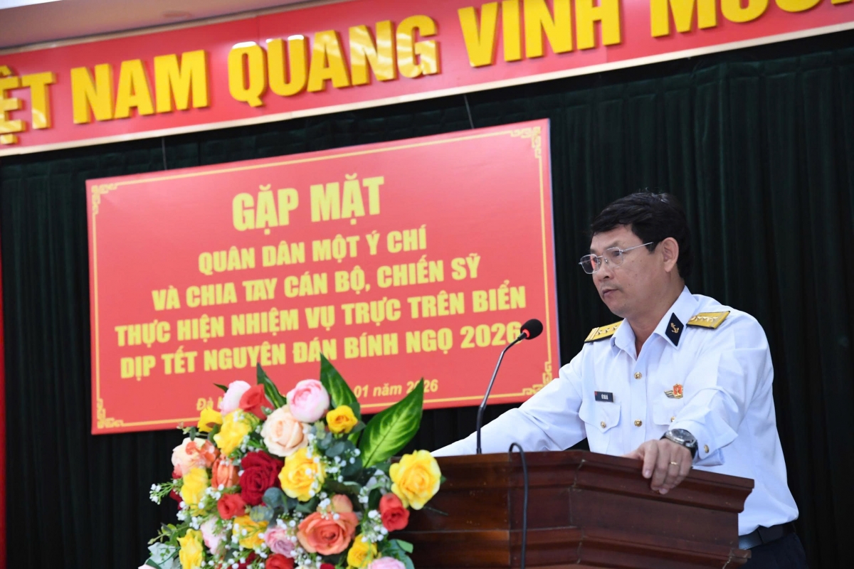 Đại tá Vũ Thái Hà, Chính ủy Lữ đoàn 161 phát biểu tại chương trình