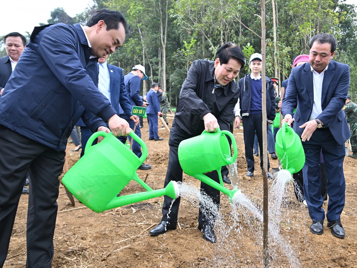 Chủ tịch nước Lương Cường cùng các đại biểu trồng cây
