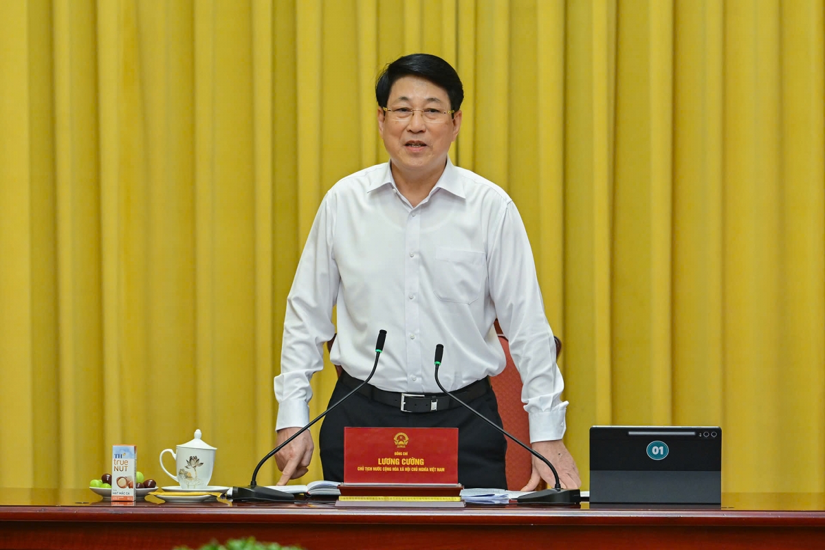 Chủ tịch nước Lương Cường phát biểu tại buổi làm việc