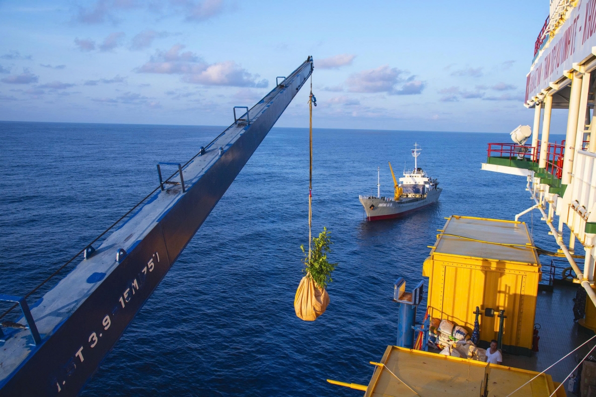 Quà Tết từ đất liền gửi ra nhà giàn mùa biển động