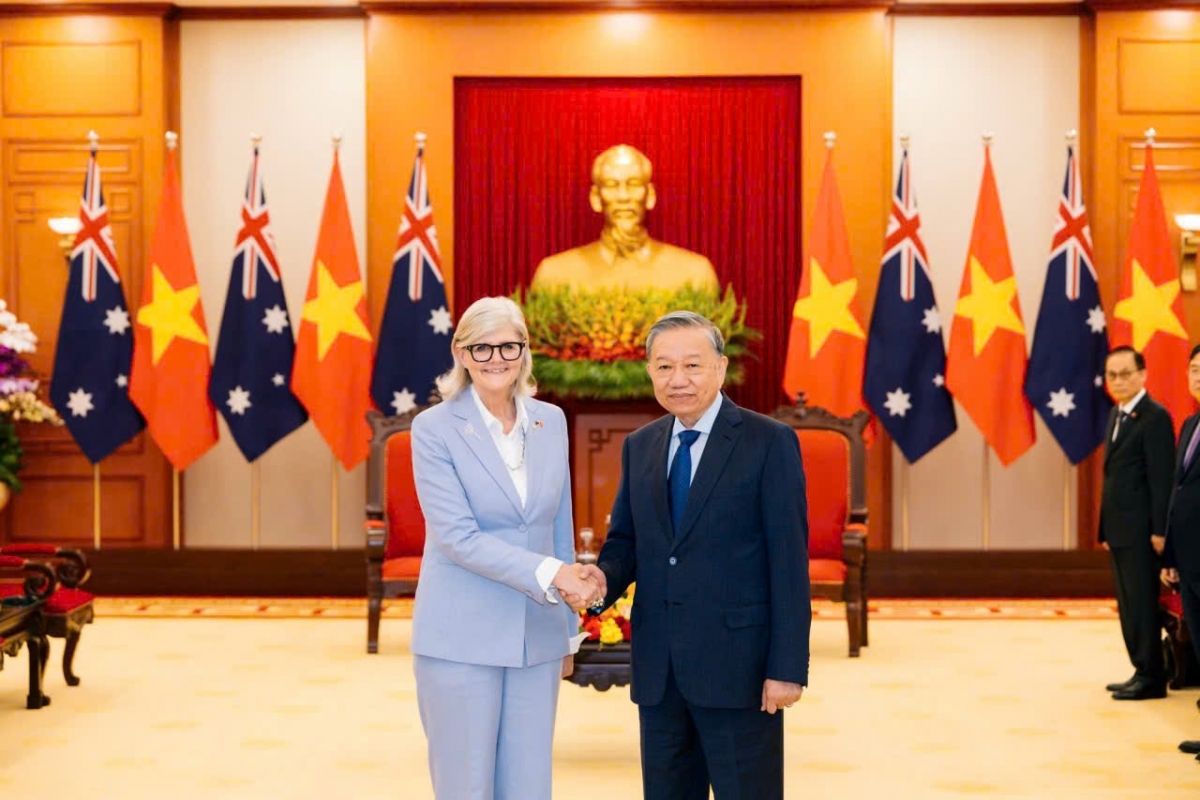 Tổng Bí thư Tô Lâm tiếp Toàn quyền Australia Sam Mostyn thăm cấp Nhà nước tới Việt Nam. Ảnh: Đại sứ quán Australia tại Việt Nam
