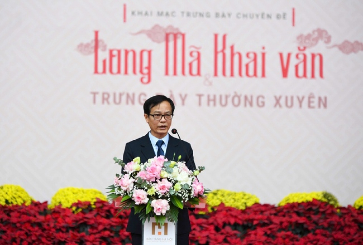 Ông Nguyễn Tiến Đà, Giám đốc Bảo tàng Hà Nội phát biểu tại sự kiện