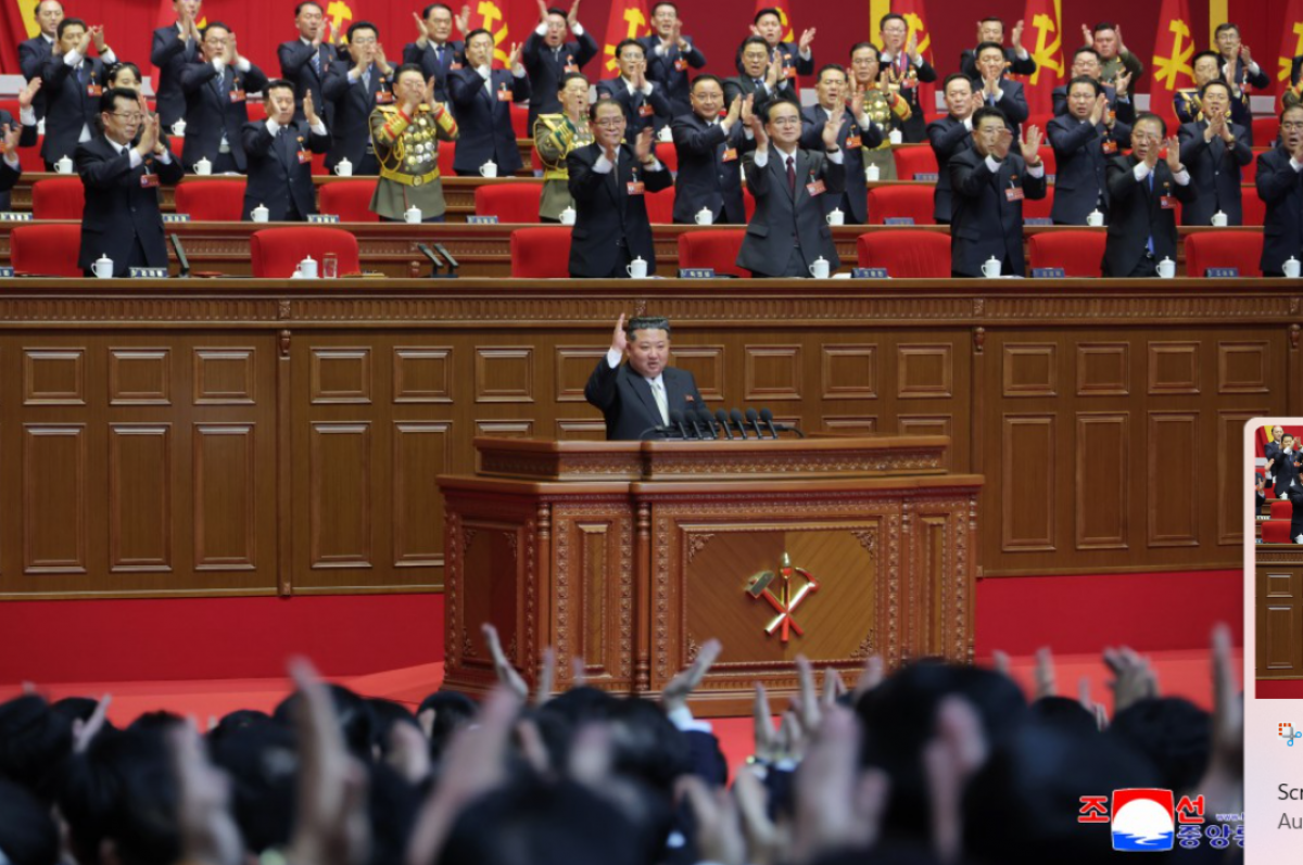 Nhà lãnh đạo Triều Tiên Kim Jong-un phát biểu tại Đại hội lần thứ 9 Đảng Lao động Triều Tiên. Ảnh KCNA