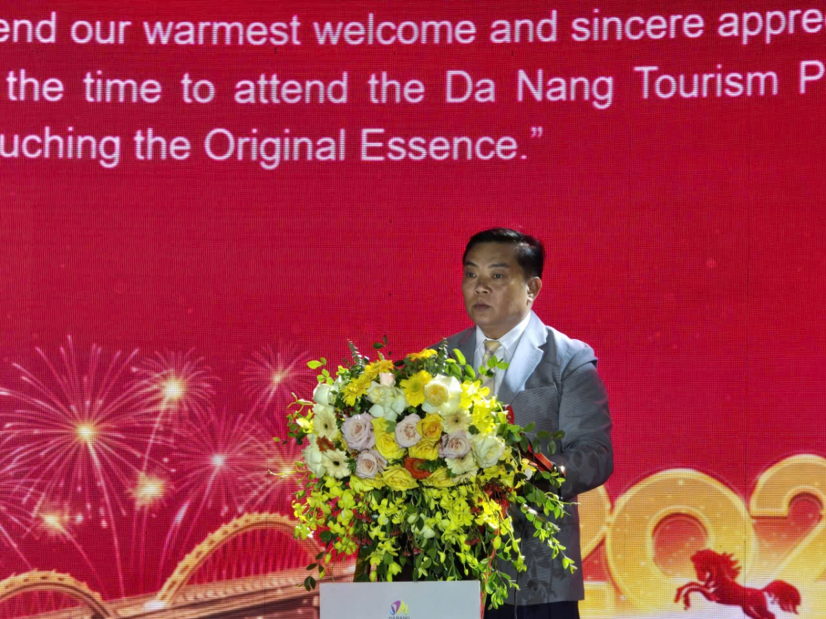 Ông Tào Viết Hải – Phó Giám đốc Sở Văn hóa – Thể thao và Du lịch thành phố Đà Nẵng phát biểu tại lễ khai mạc