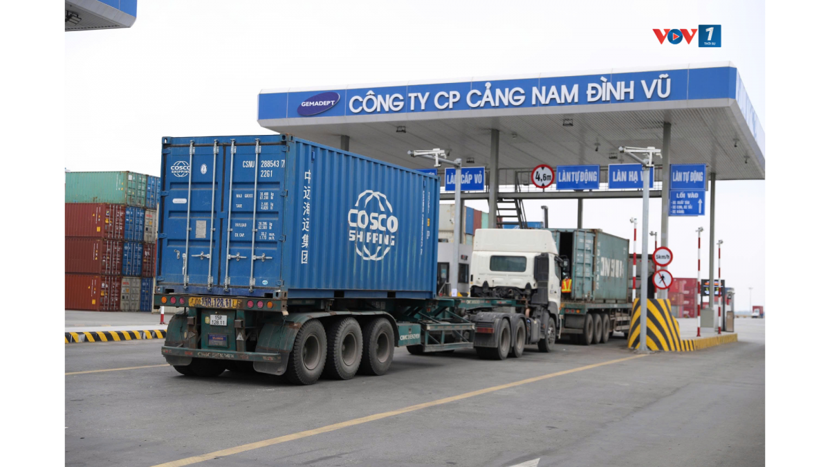 Những chuyến xe nối đuôi nhau ra vào cảng....