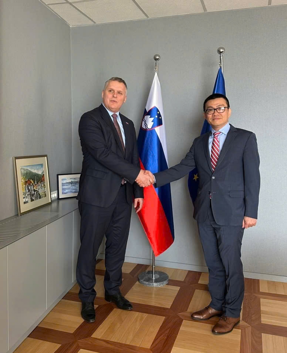 Đại sứ Việt Nam tại Áo và Slovenia Vũ Lê Thái Hoàng gặp Bộ trưởng Môi trường, Khí hậu và Năng lượng Slovenia Bojan Kumer