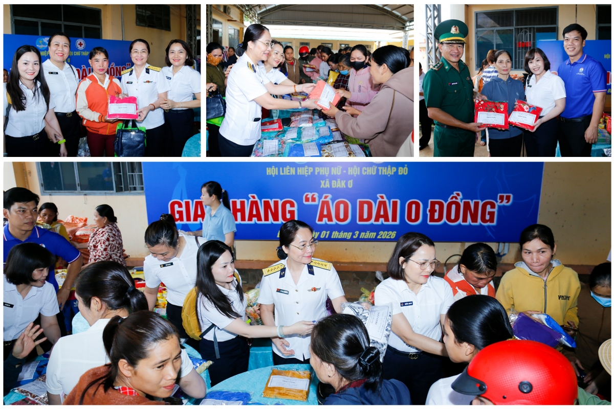 Cán bộ, người lao động ICD Tân Cảng Sóng Thần tặng áo dài cho người dân xã Đăk Ơ    