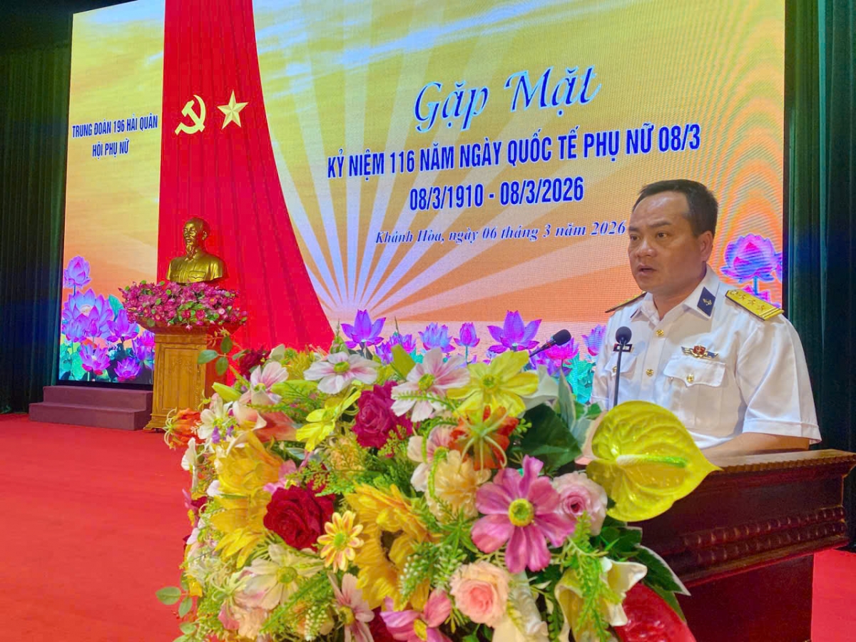 Thượng tá Nguyễn Trần Thanh, Phó Chính uỷ Trung đoàn 196 phát biểu