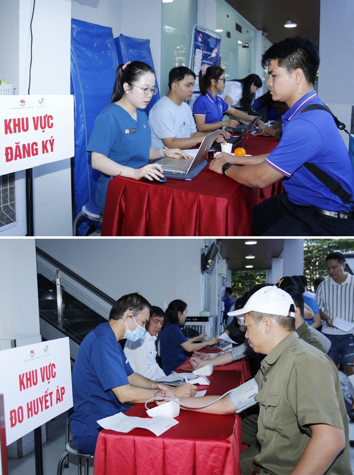 Người lao động động tham gia khám sàng lọc trước khi vào hiến máu