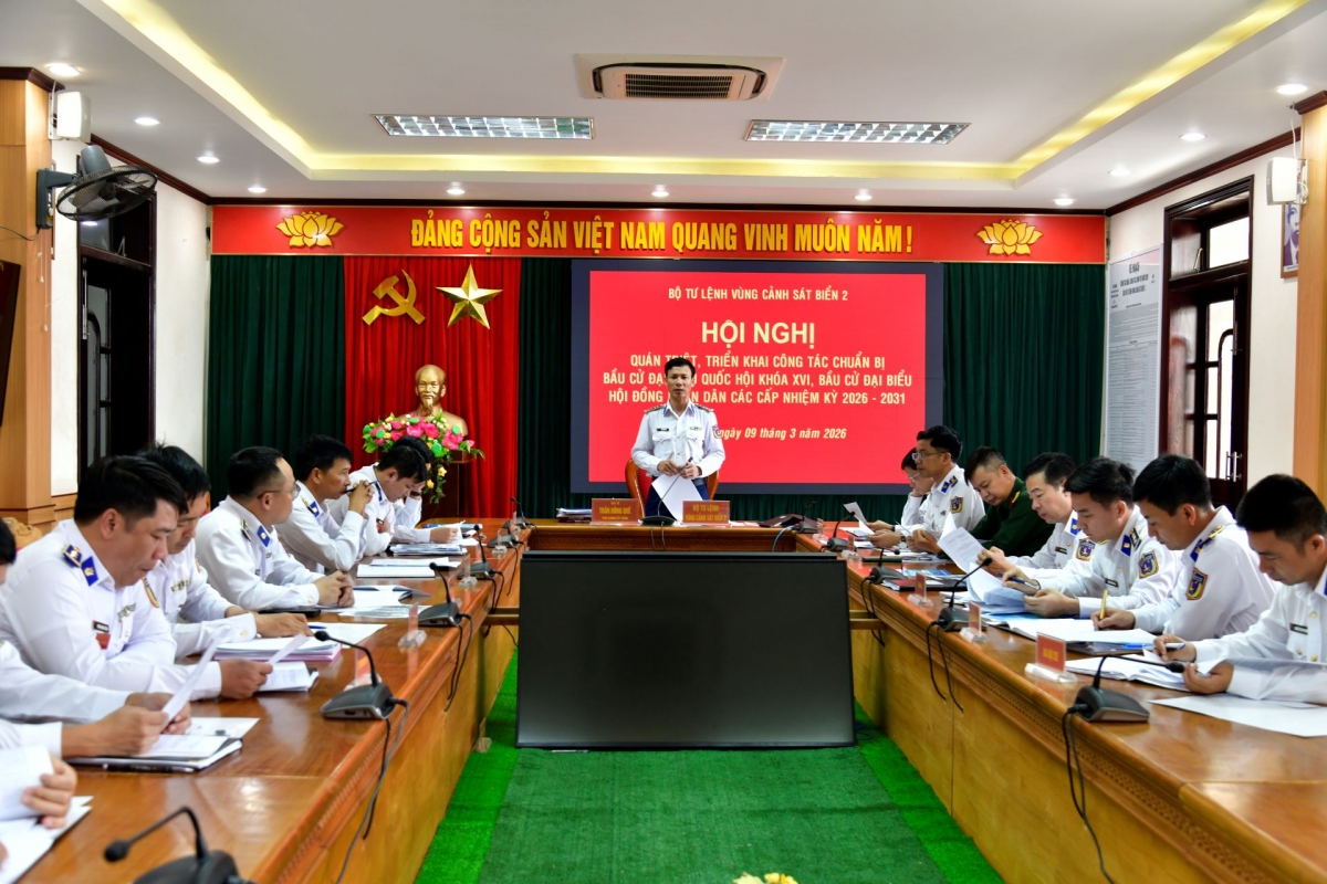 Hội nghị quán triệt, triển khai công tác bầu cử Đại biểu Quốc hội khóa XVI và Đại biểu Hội đồng nhân dân các cấp nhiệm kỳ 2026 – 2031 tại Bộ tư lệnh Vùng Cảnh sát biển 2
