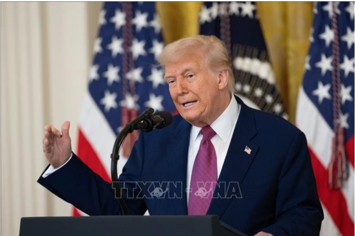Tổng thống Mỹ Donald Trump phát biểu tại Nhà Trắng, Washington, D.C. Ảnh: THX/TTXVN