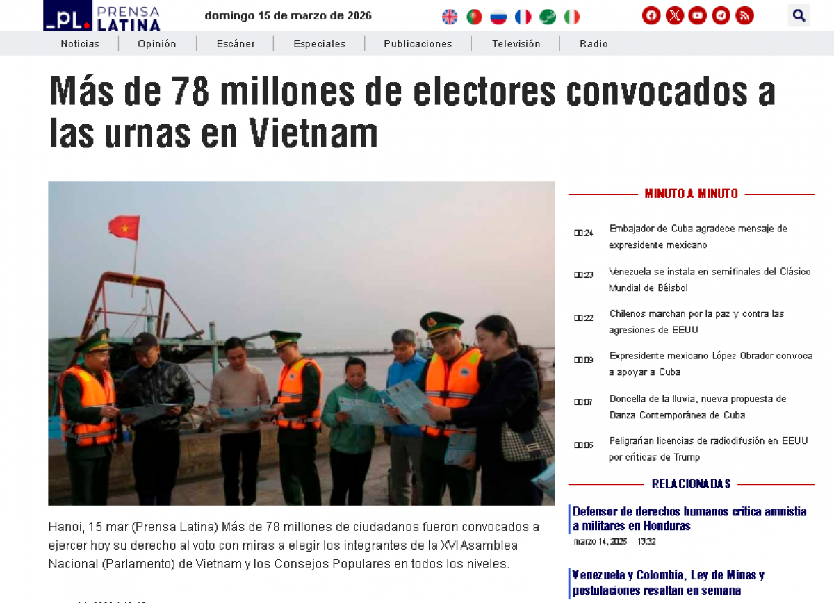 Truyền thông Cuba có bài viết- Hơn 78 triệu cử tri Việt Nam sẵn sàng tham gia bầu cử