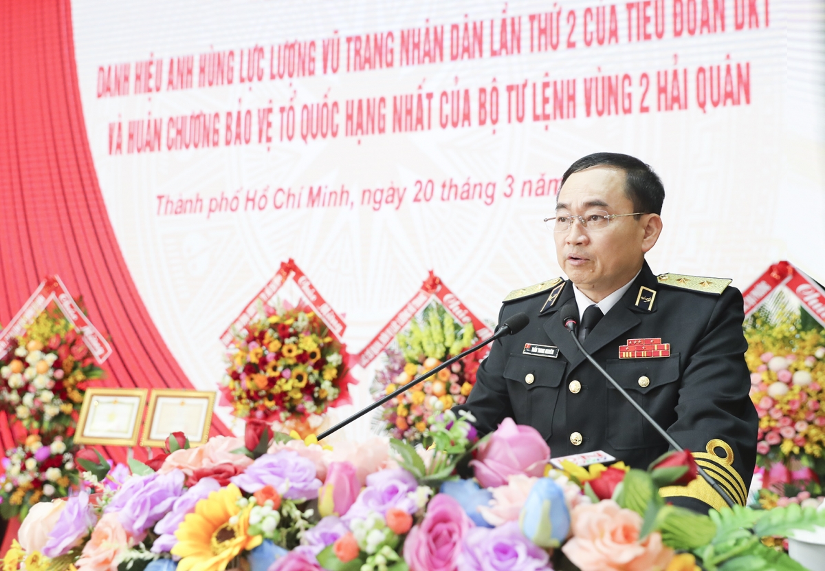 Phó Đô đốc Trần Thanh Nghiêm, Ủy viên Trung ương Đảng, Ủy viên Quân ủy Trung ương, Tư lệnh Hải quân phát biểu chỉ đạo