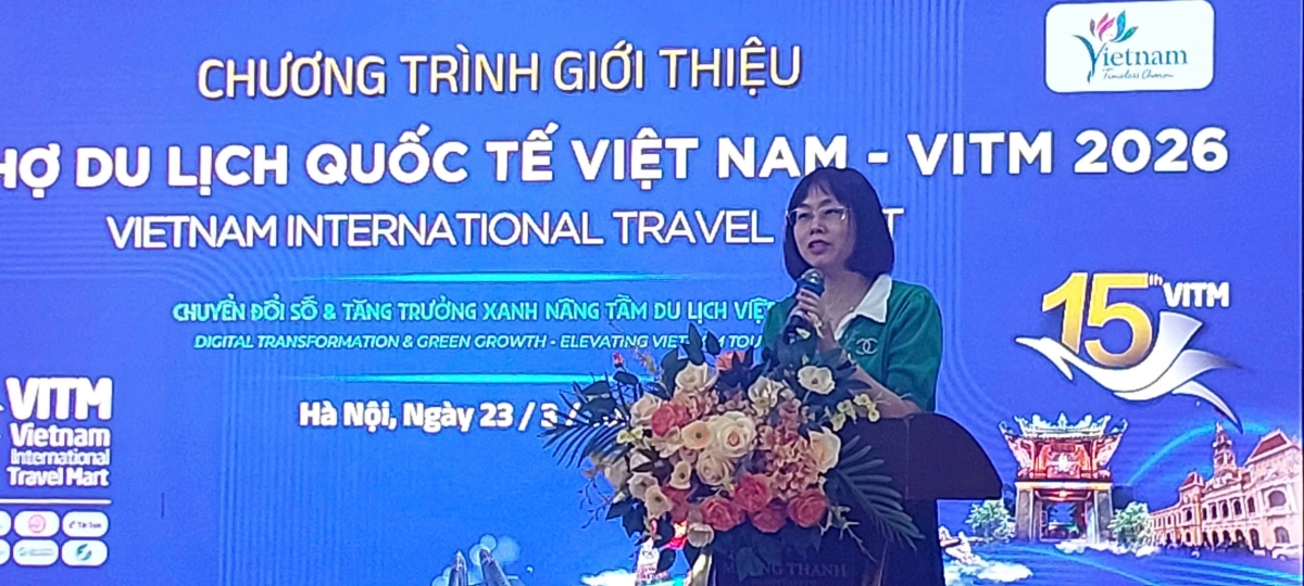 Bà Nguyễn Thị Hoa Mai - Phó Cục trưởng Cục Du lịch quốc gia Việt Nam phát biểu chỉ đạo tại chương trình