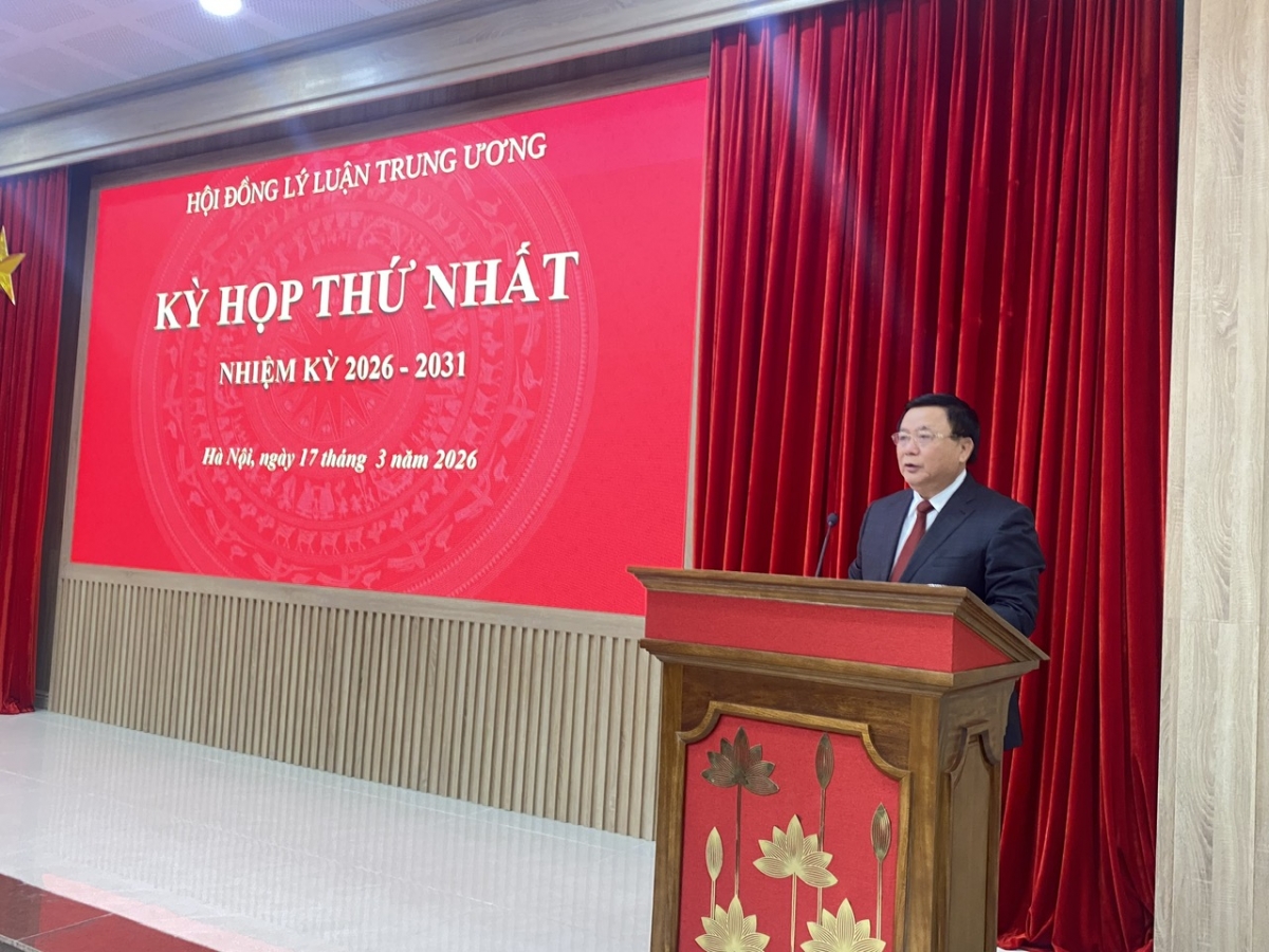 Chủ tịch Hội đồng Lý luận Trung ương nhiệm kỳ 2026-2031, GS.TS Nguyễn Xuân Thắng phát biểu tại kỳ họp