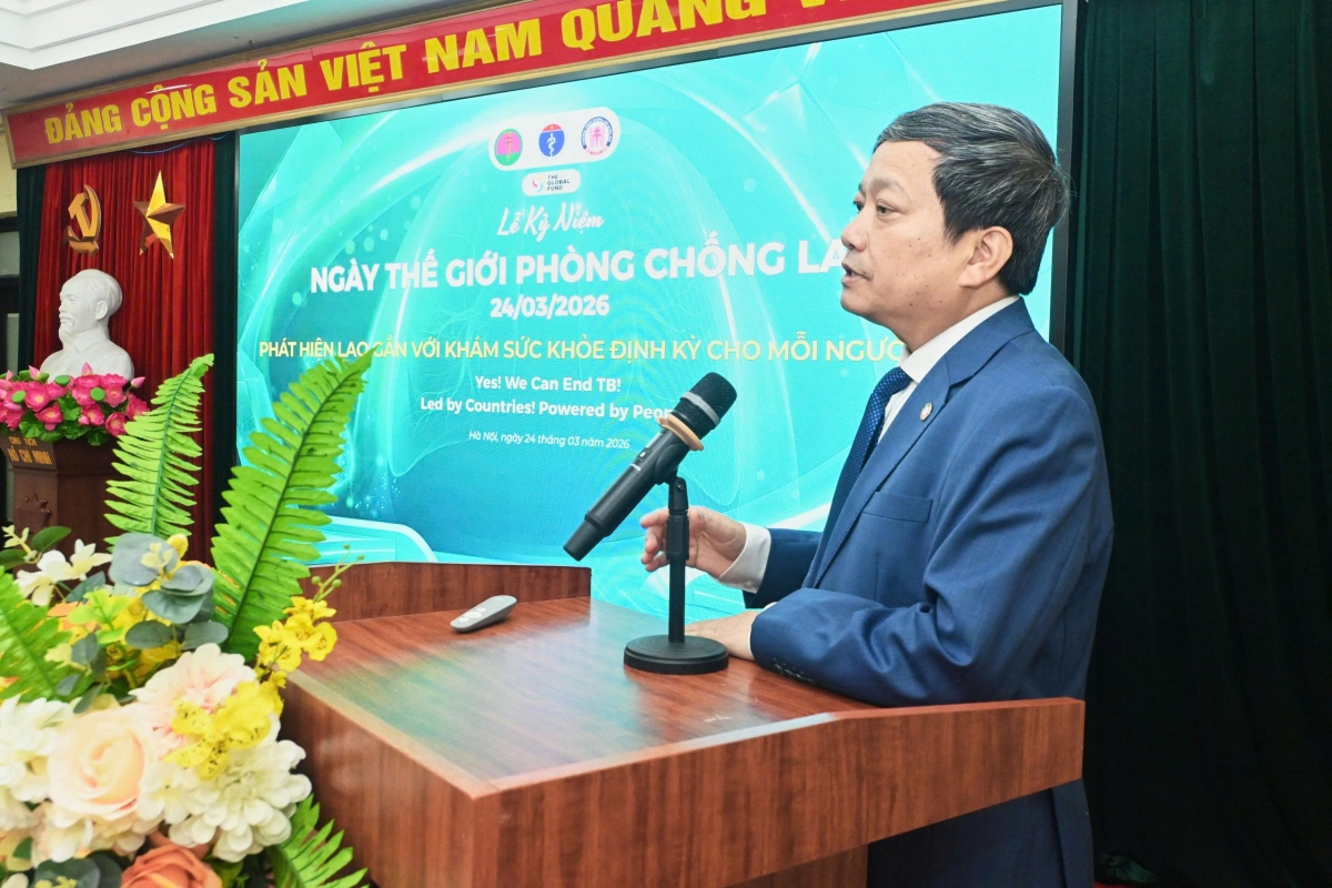 TS.BS cao cấp Đinh Văn Lượng, Giám đốc BV Phổi Trung ương, Trưởng ban Điều hành Chương trình Chống lao Quốc gia chia sẻ tại lễ kỷ niệm Ngày Thế giới phòng chống lao 24/03