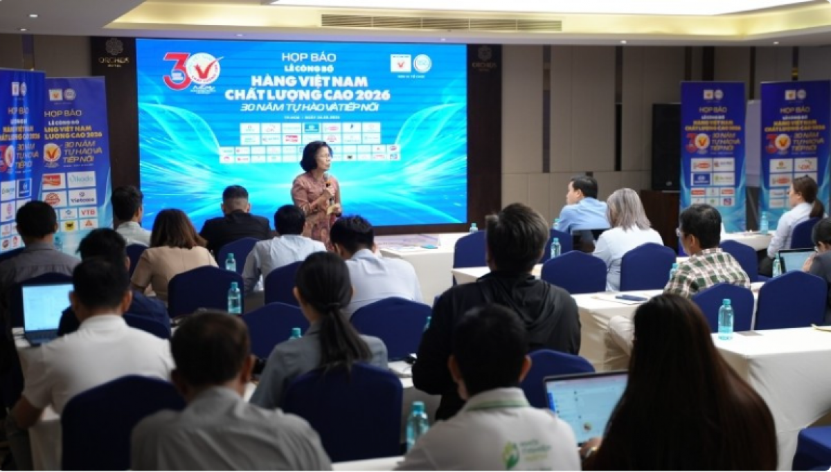 Quang cảnh buổi công bố trao chứng nhận Hàng Việt Nam chất lượng cao 2026.
 