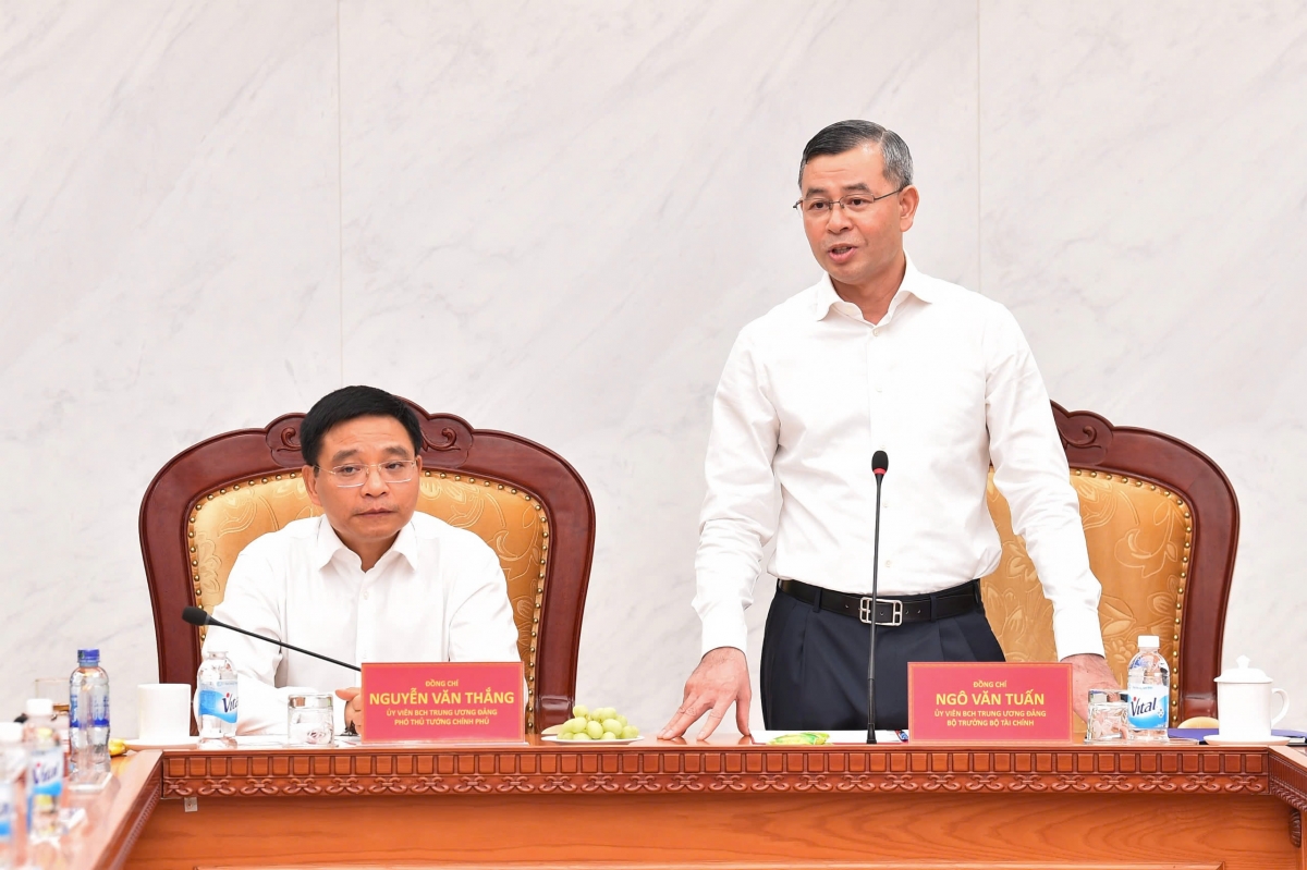 Bộ trưởng Bộ Tài chính Ngô Văn Tuấn phát biểu tại Hội nghị.