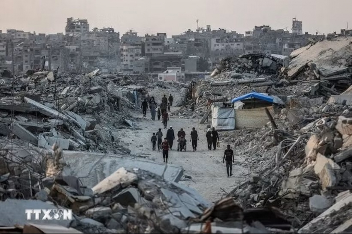 Cảnh đổ nát do xung đột tại Gaza (Ảnh: IRNA/TTXVN)