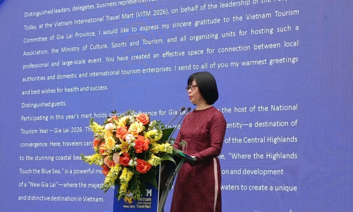 Bà Nguyễn Thị Thanh Lịch, Phó Chủ tịch UBND tỉnh Gia Lai phát biểu tại lễ khai mạc