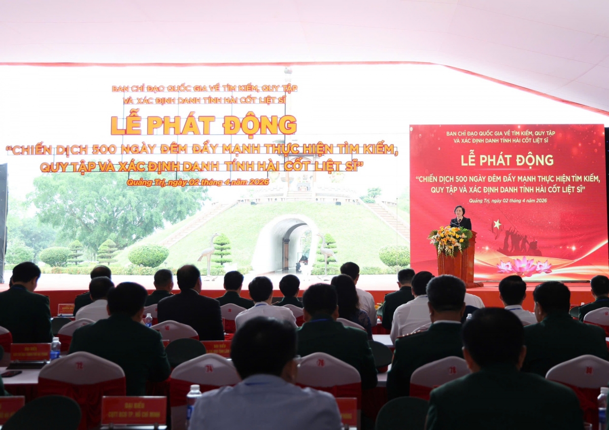 Phó Thủ tướng Phạm Thị Thanh Trà phát động "Chiến dịch 500 ngày đêm đẩy mạnh thực hiện tìm kiếm, quy tập và xác định danh tính hài cốt liệt sĩ".
