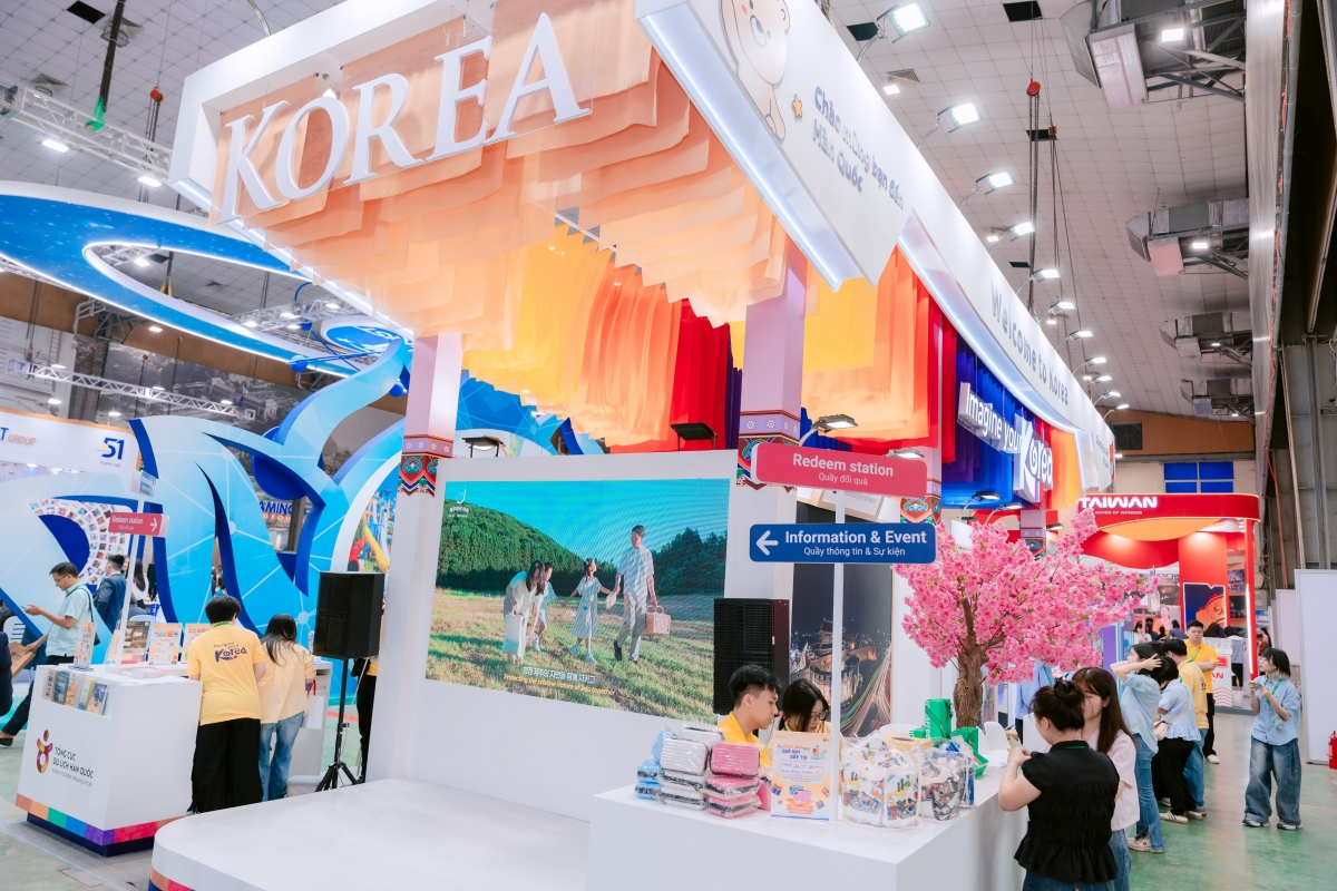 Gian hàng của Tổng cục Du lịch Hàn Quốc tại Việt Nam (KTO Việt Nam) đặc sắc hấp dẫn với nhiều điểm nhấn ấn tượng