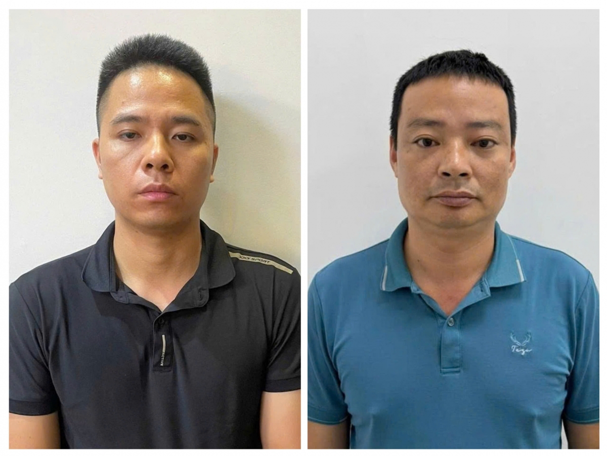 Hai đối tượng Trần Trung Khanh (ảnh phải) và Nguyễn Văn Phái ( trái)