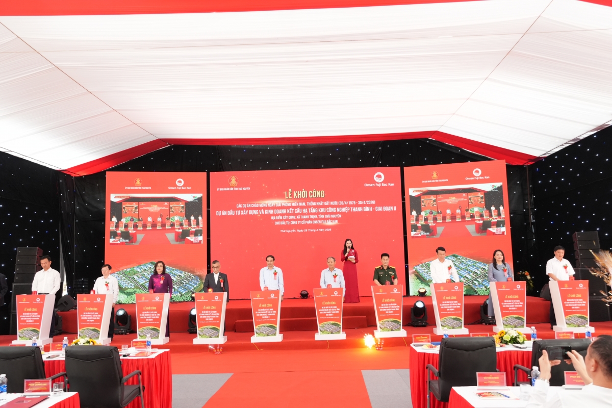 Lãnh đạo tỉnh Thái Nguyên nhấn nút khởi công 10 dự án, công trình trọng điểm