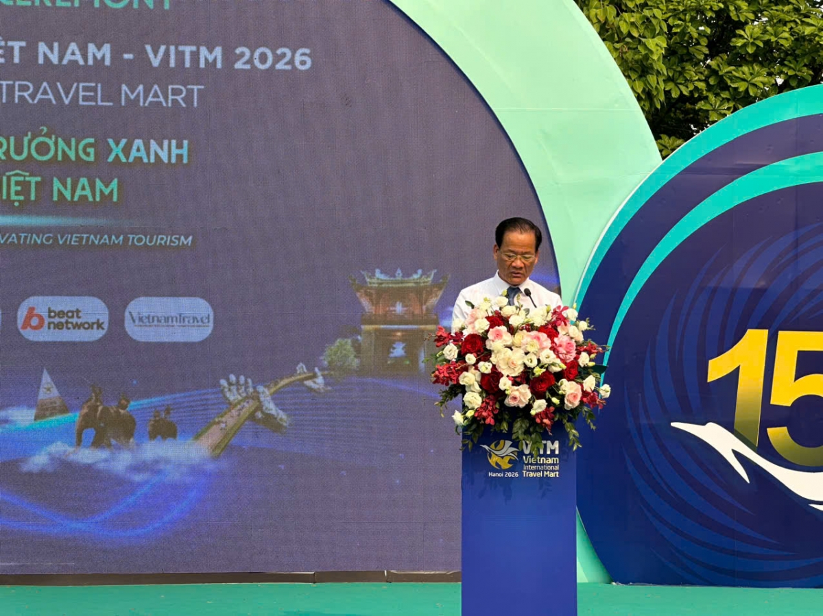 Ông Nguyễn Hồng Hải - Phó Chủ tịch Hiệp Hội Du Lịch Việt Nam phát biểu bế mạc Hội chợ