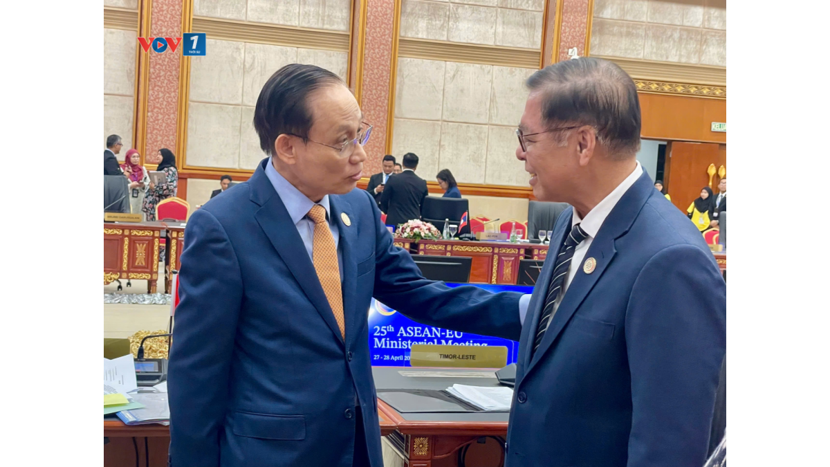 Bộ trưởng Ngoại giao Lê Hoài Trung gặp Phó Thủ tướng, Bộ trưởng Ngoại giao Thái Lan Sihasak Phuangketkeow. Ảnh: TTXVN