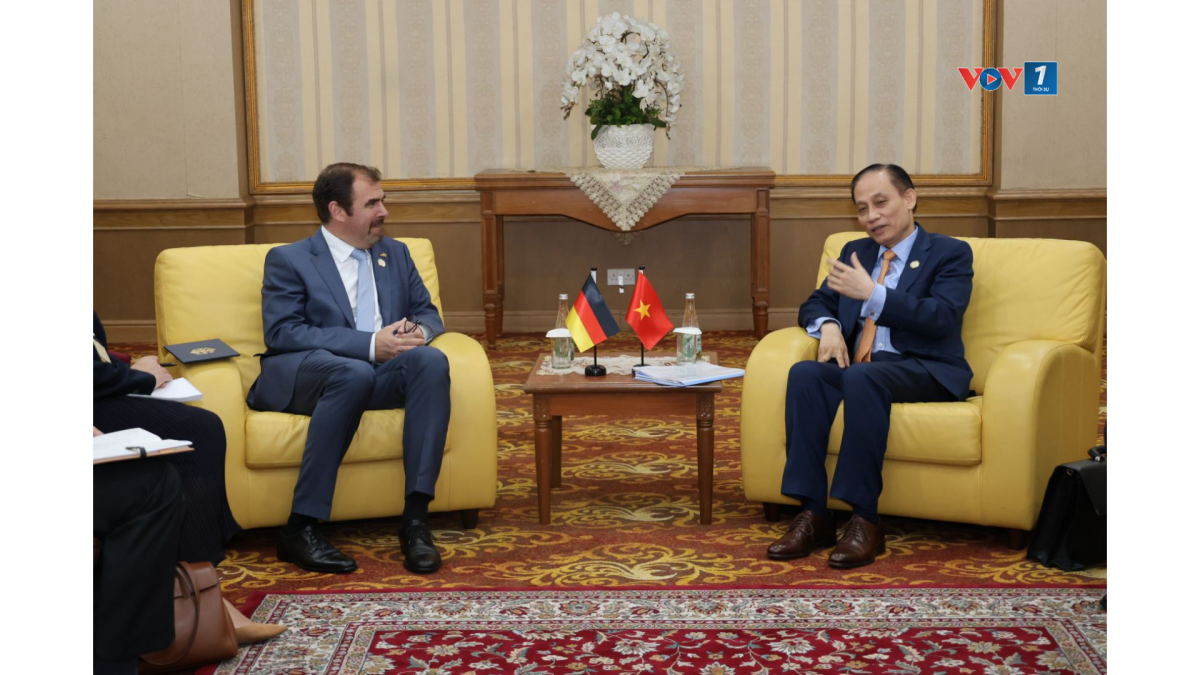 Bộ trưởng Ngoại giao Lê Hoài Trung gặp Quốc Vụ khanh Bộ Ngoại giao Đức. Ảnh: TTXVN