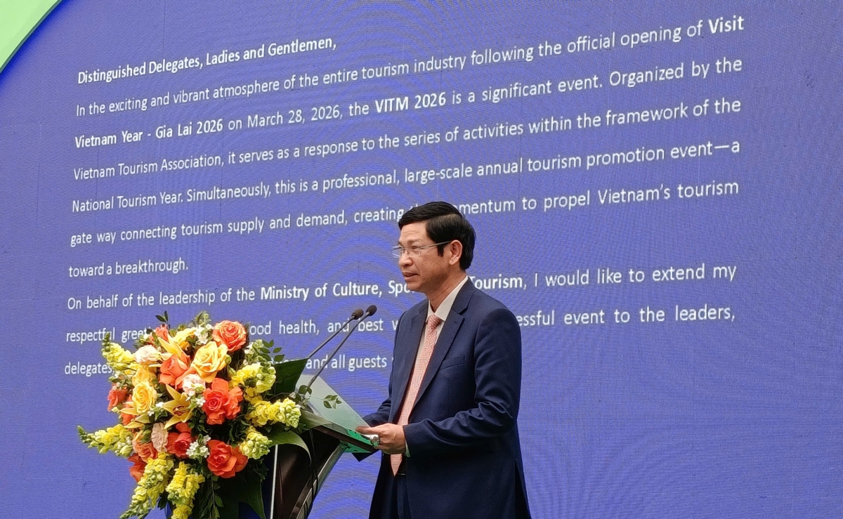Thứ trưởng Bộ Văn hóa, Thể thao và Du lịch Hồ An Phong phát biểu tại Lễ khai mạc