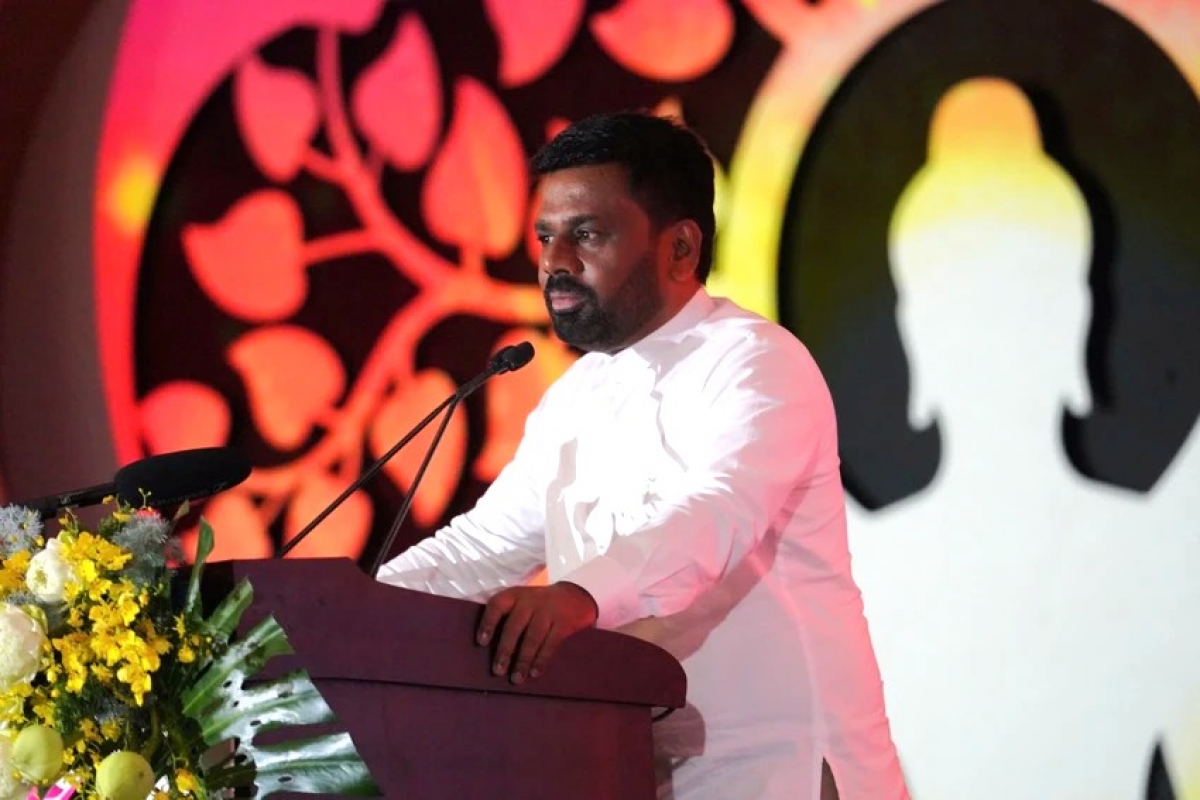 Tổng thống Sri Lanka - ông Anura Kumara Dissanayaka phát biểu tại lễ khai mạc Vesak 2025 sáng 6-5. Ảnh: BTC VESAK 2025